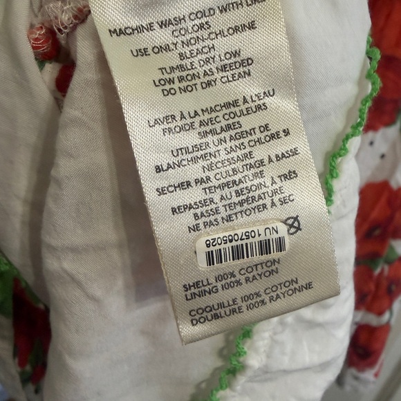 Great condition size M Maeve Red and White Floral Mini Dress. Babydoll. Smocked - Picture 12 of 16